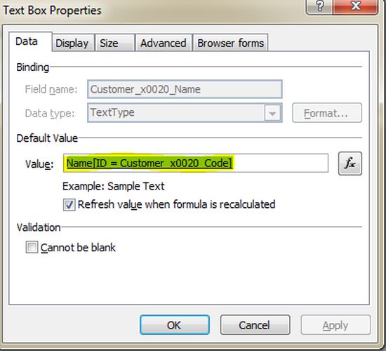 Properties dialog box